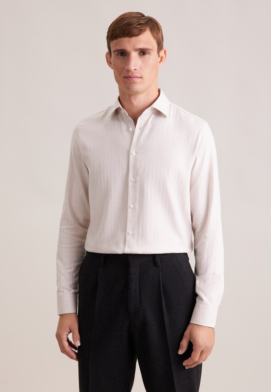 

Рубашка делового кроя Slim Fit SEIDENSTICKER Schwarze Rose, экрю