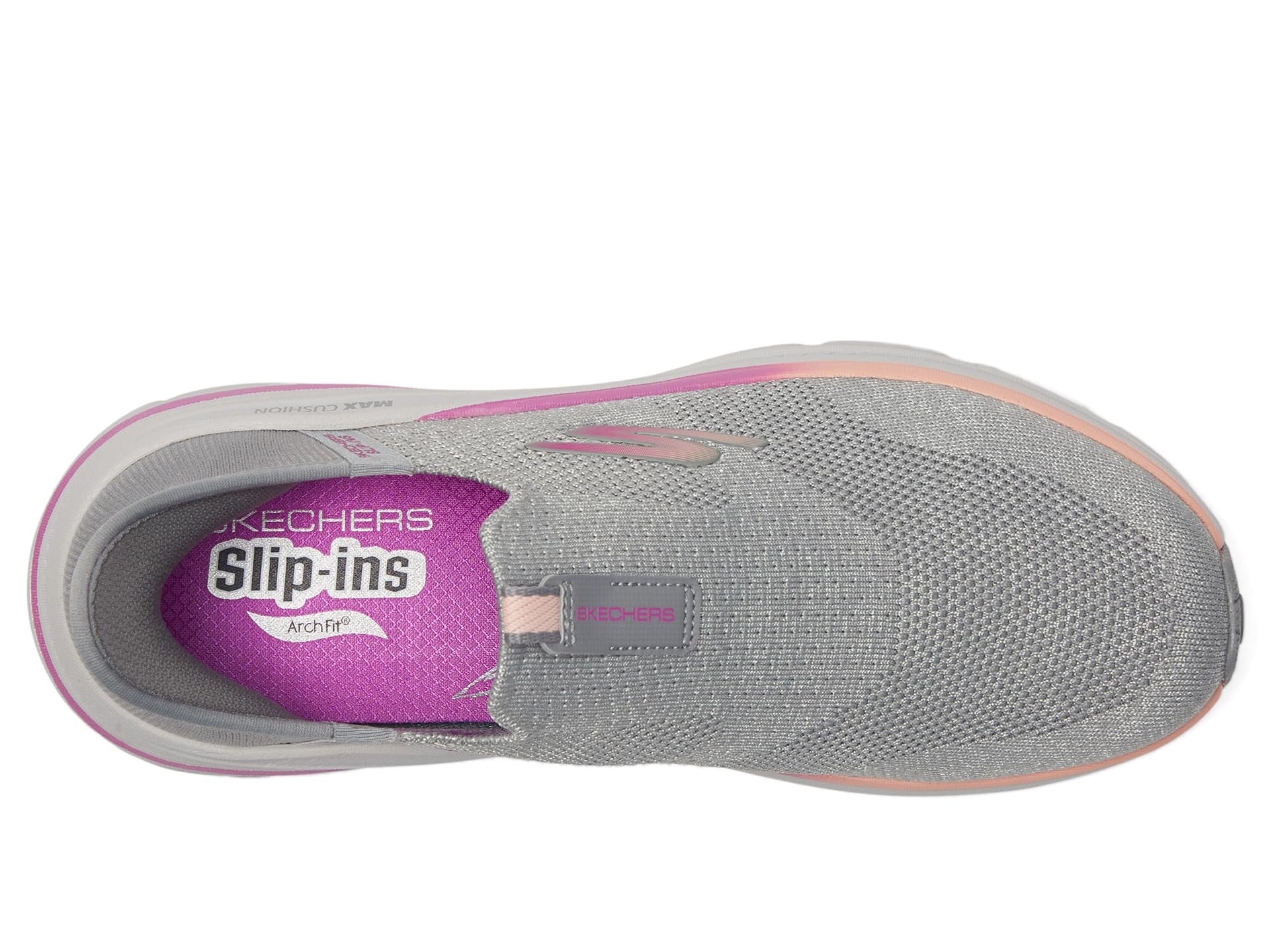 Кроссовки SKECHERS Max Cushioning Arch Fit 2.0 Cambridge Hands Free Slip-Ins, Gray/Pink — фото 2