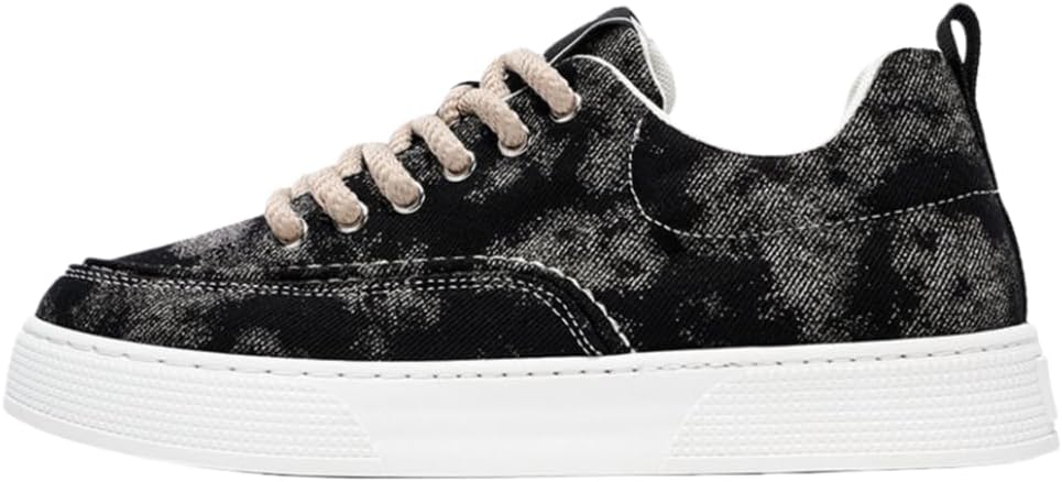 

Повседневные балетки с принтом тай-дай, низкие кеды из парусины для мужчин, удобная посадка, обувь для скейтбординга Lexamen, черный