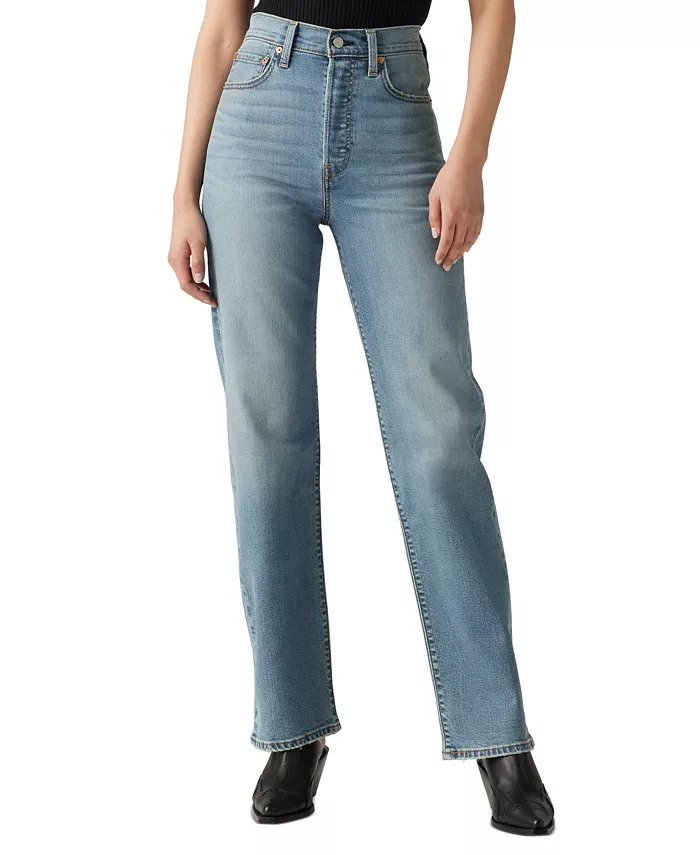 

Женские джинсы с высокой посадкой на талии и прямыми штанинами Ribcage Levi's, синий