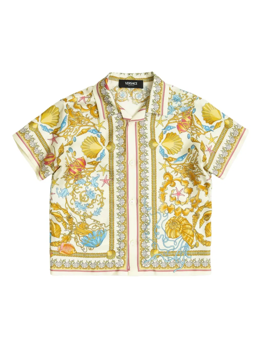 Рубашка с подводным барокко принтом Versace Kids, нейтральный