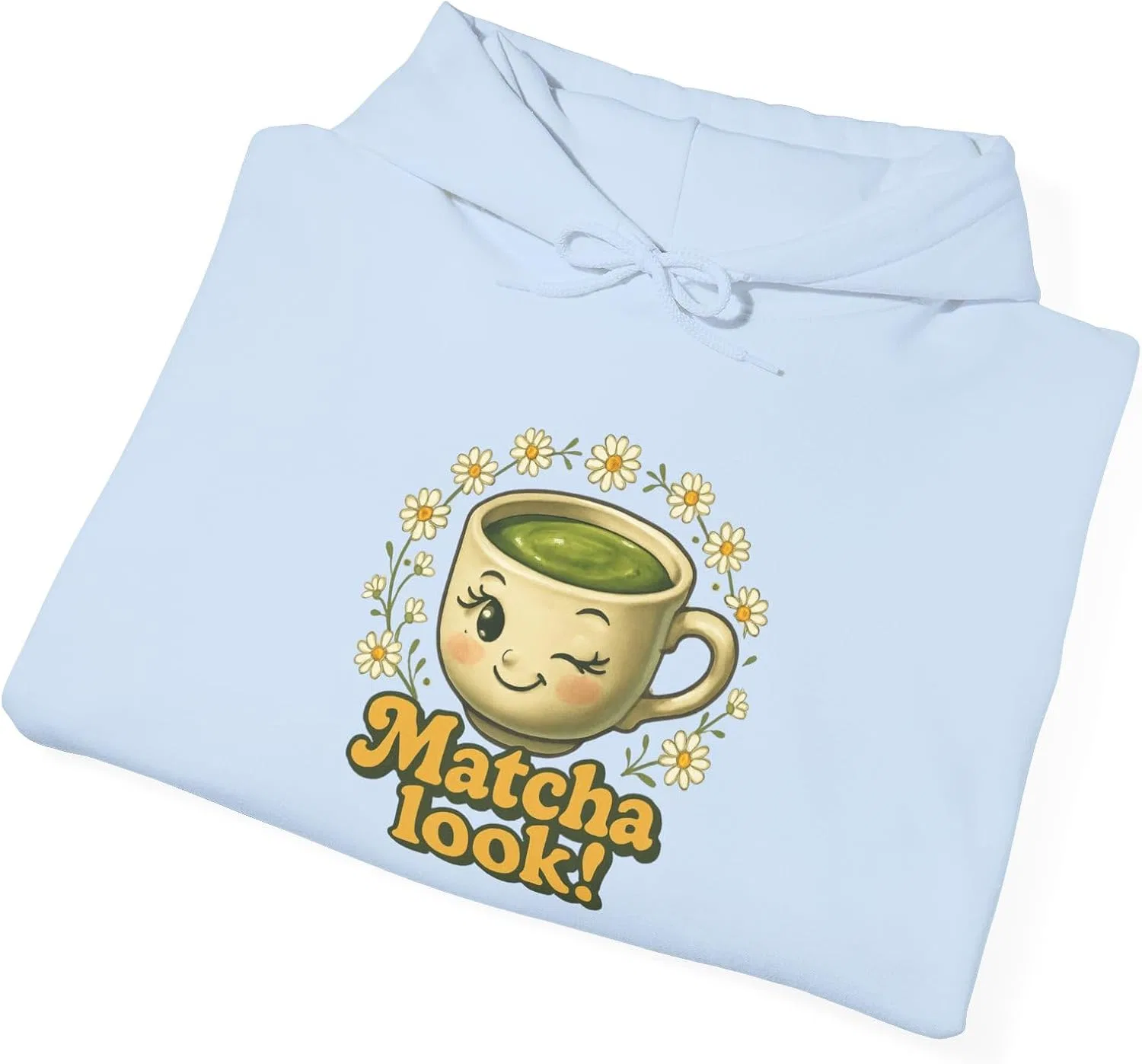 Худи женское с принтом Matcha Look, Light Blue — фото 4