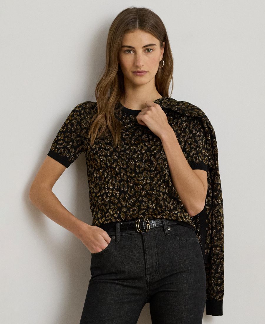 

Женский свитер с коротким рукавом Оцелот Lauren Ralph Lauren, Black/relic Gold Metallic