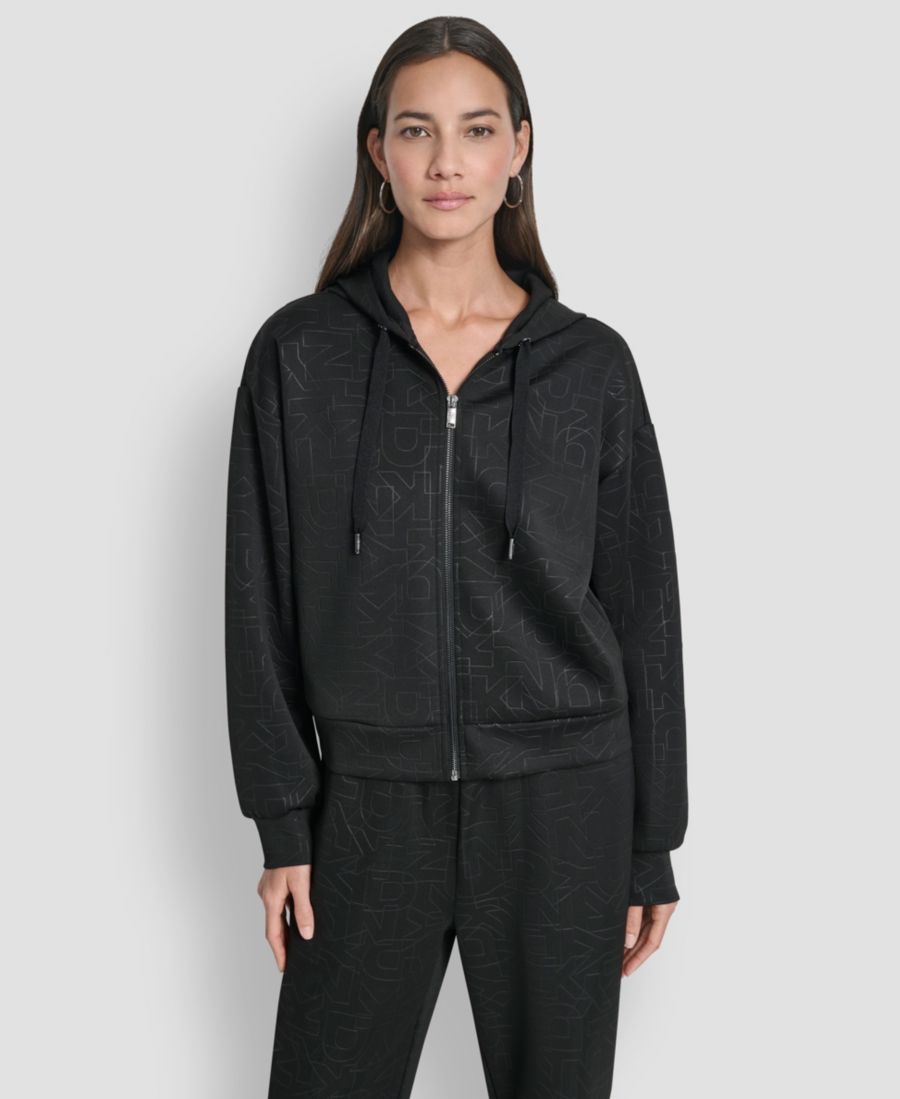 

Женская толстовка с длинными рукавами и застежкой-молнией в стиле дайвинг DKNY, Black