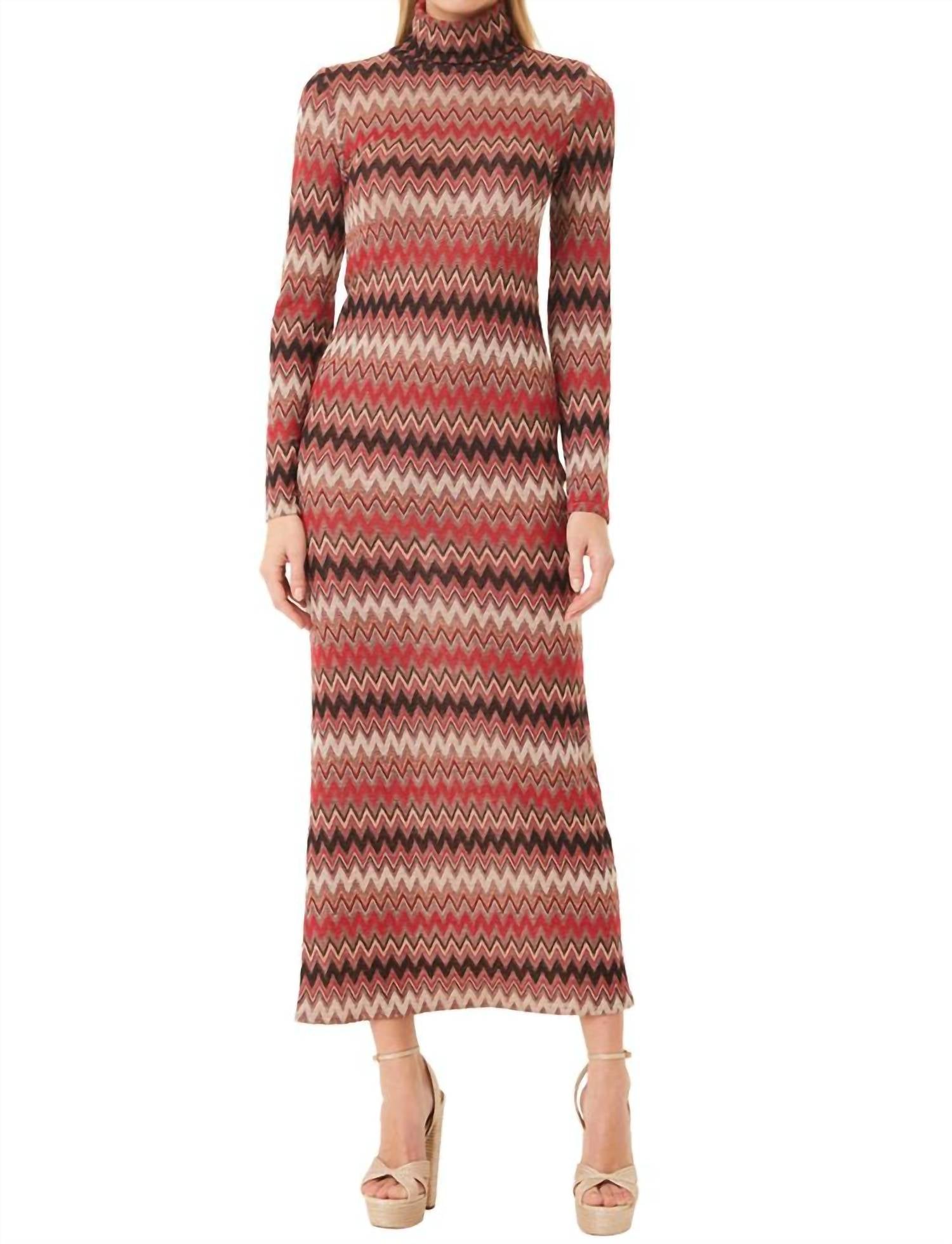 

Платье Liv Mock Neck с длинными рукавами в зимнем шевроне Misa Los Angeles, цвет winter chevron