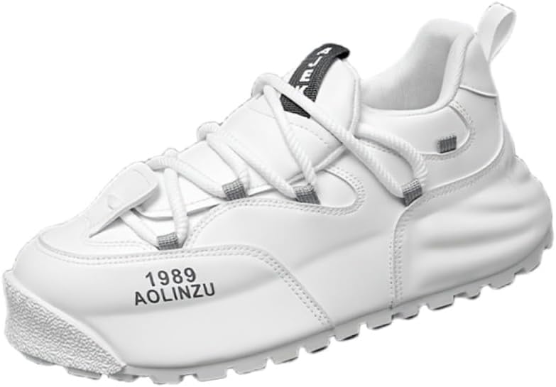 

Мужские спортивные кроссовки большого размера - модные повседневные шнурованные кроссовки с толстой амортизирующей подошвой, легкие, с поддержкой для ежедневного и спортивного использования Fusecottc, белый