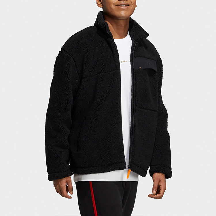 Куртка adidas neo logo Casual Stand Collar Windproof Sports Jacket Black HG9030 — фото 4
