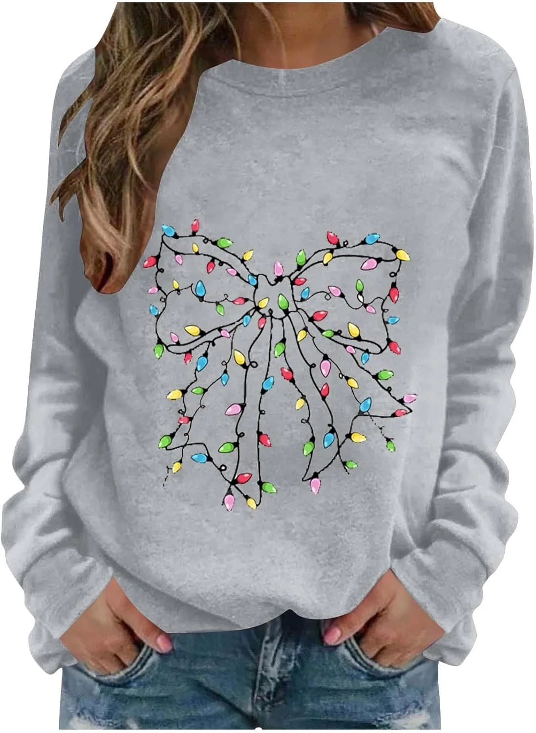 

Рождественский свитшот для женщин, оверсайз, с принтом VOGFFR