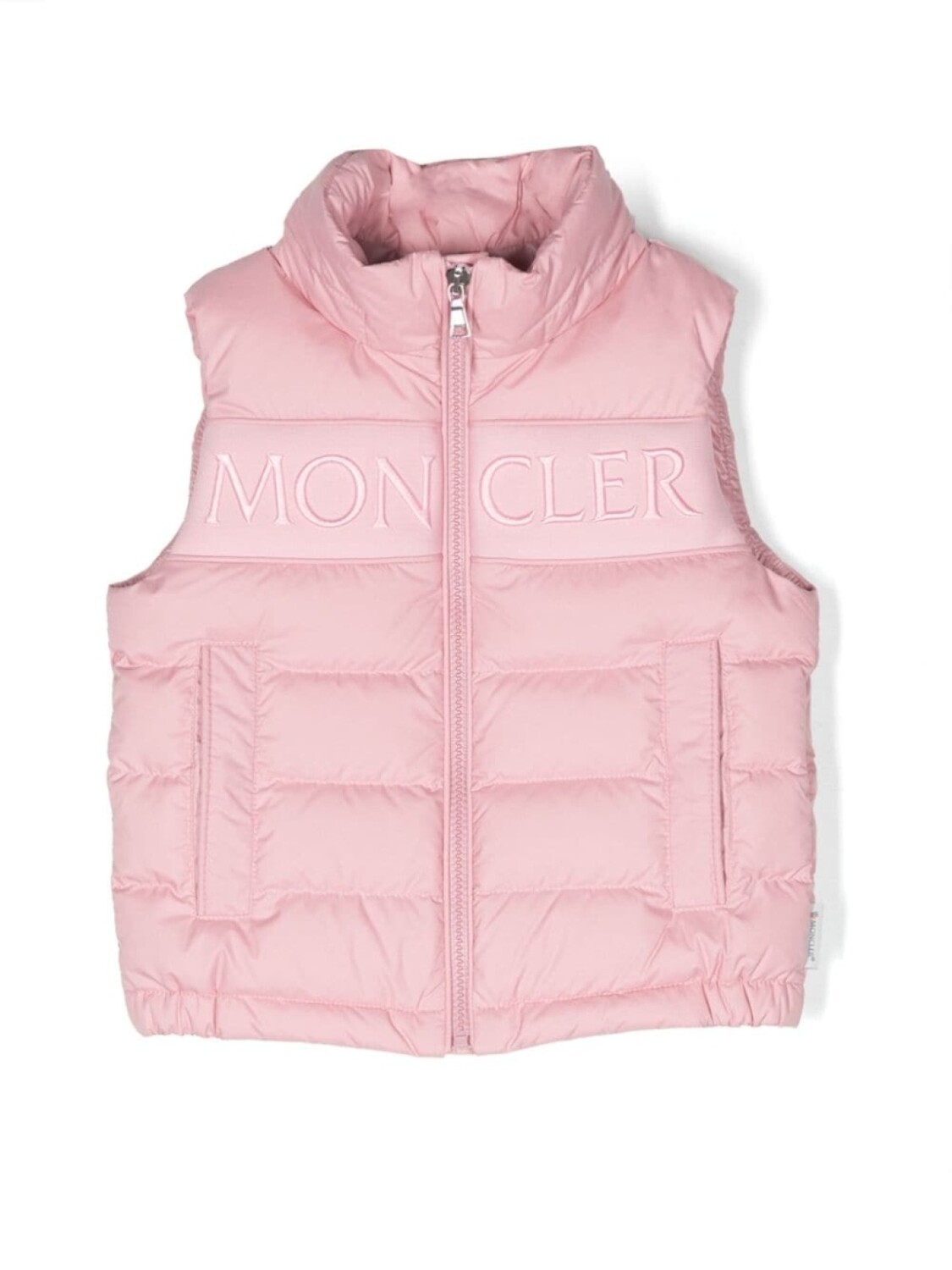 

Moncler Enfant дутый жилет с вышитым логотипом, розовый