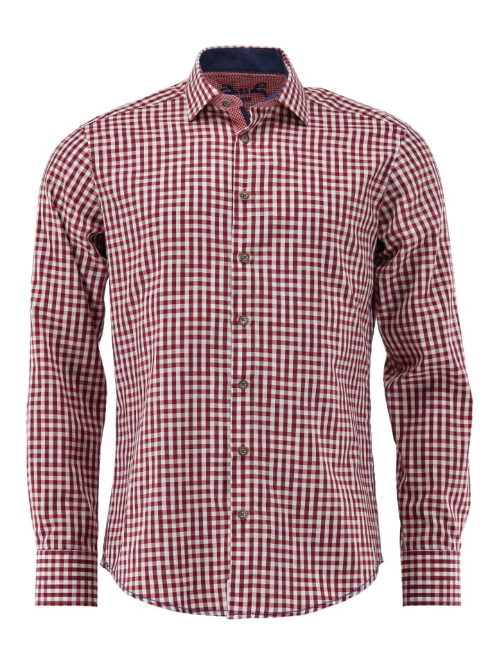 

Традиционная рубашка Зуфир средне-красного цвета OS-Trachten