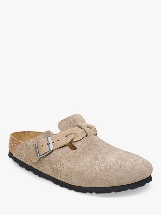 Бостонские замшевые клоги с плетеной пряжкой Birkenstock, Taupe Norrow fit — фото 2