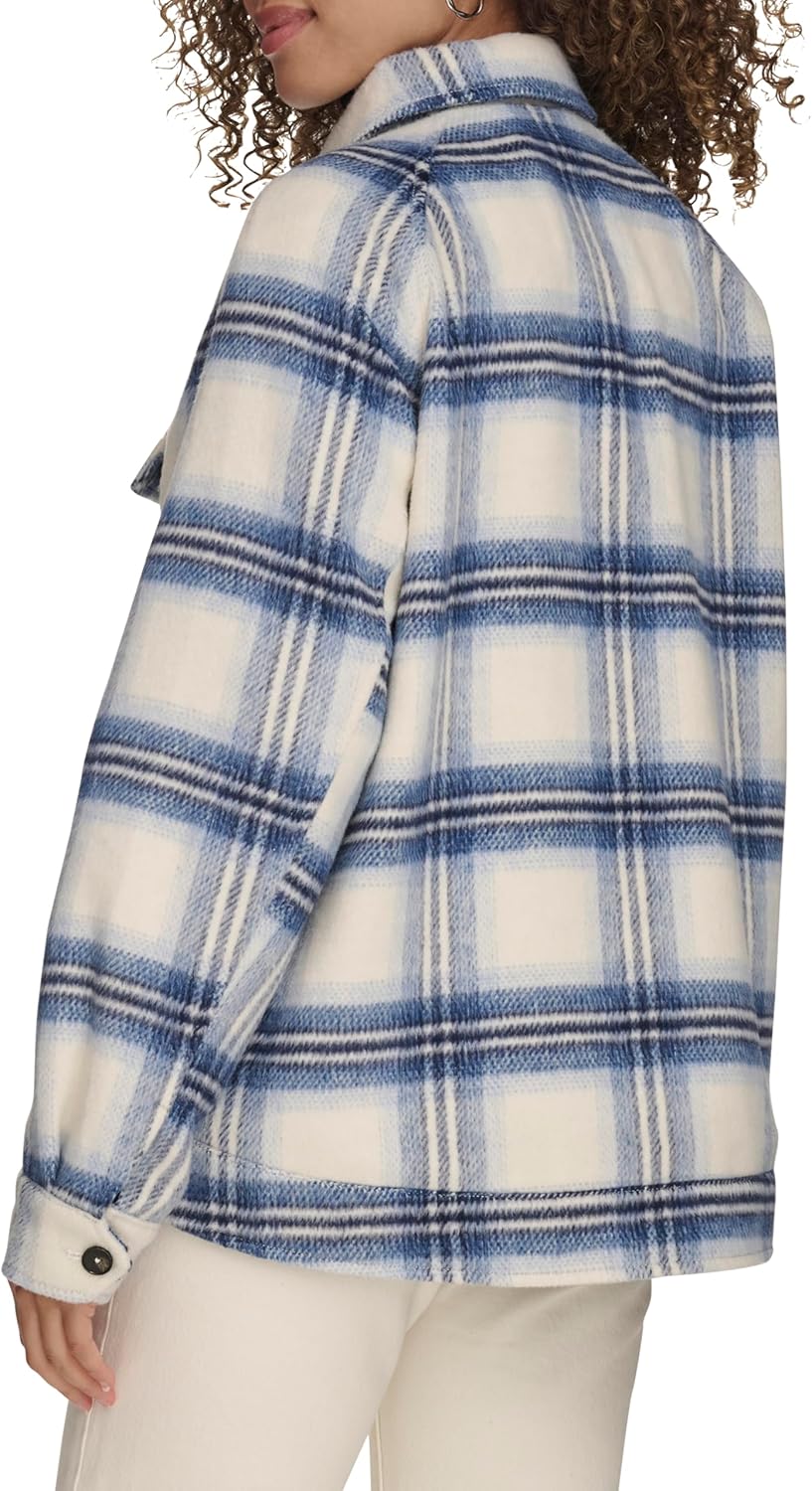 Женская куртка-рубашка Zoe Relaxed Wool Plaid Shirt Jacket Levi's, Blue Cream Plaid — фото 4