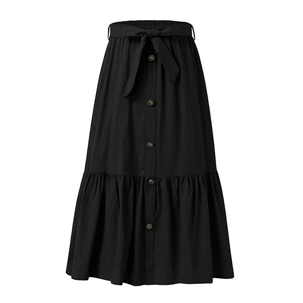 

Юбка с пуговицами и поясом для девочек Elitechoice, Black