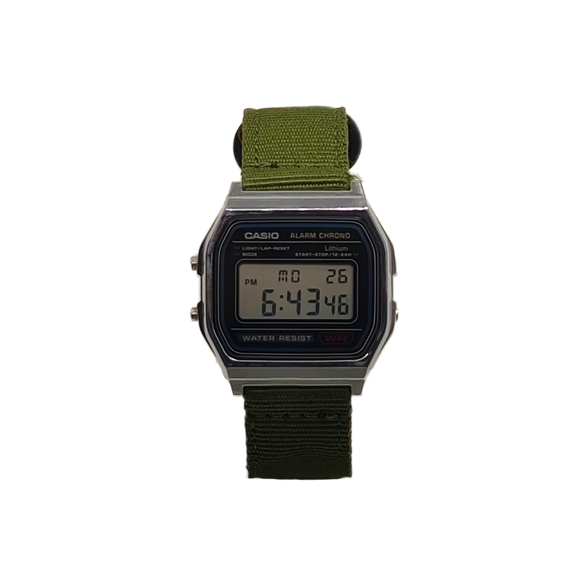 

CASIO Часы Unisex YOUTH Black Watch, Silver Small Block Nylon Green
