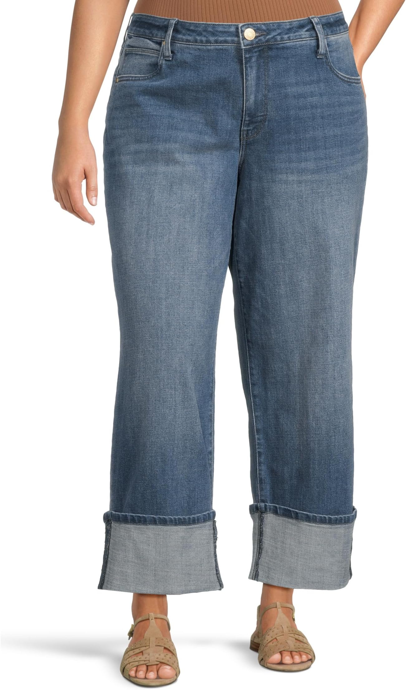 

Джинсы KUT from the Kloth Plus Sienna High Rise Straight Leg-roll Up 5", цвет Hollowed