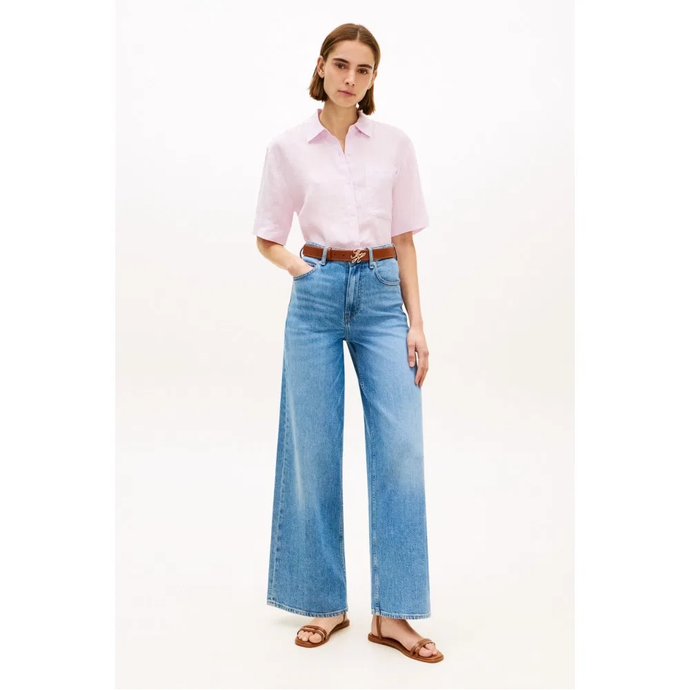 Женская льняная рубашка Essential светло-розовая от Tommy Hilfiger Women — фото 2