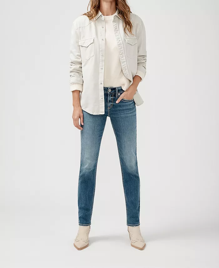 

Женские джинсы Suki Mid Rise Curvy Fit Straight Silver Jeans Co., синий
