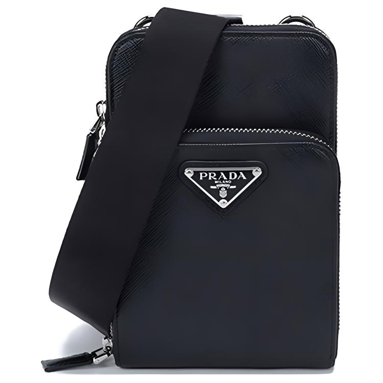 

Кожаная поясная сумка через плечо, мужская черная PRADA