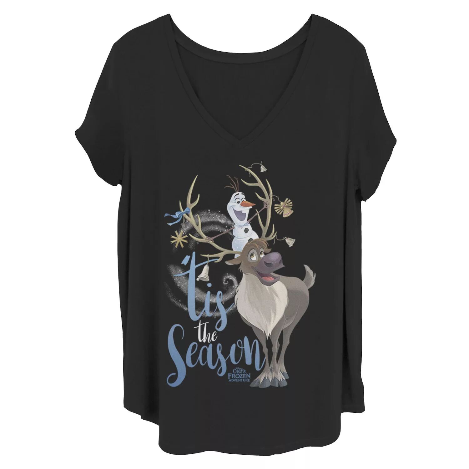 

Рождественская футболка Juniors' Plus Disney Frozen Olaf Sven Tis The Season Licensed Character