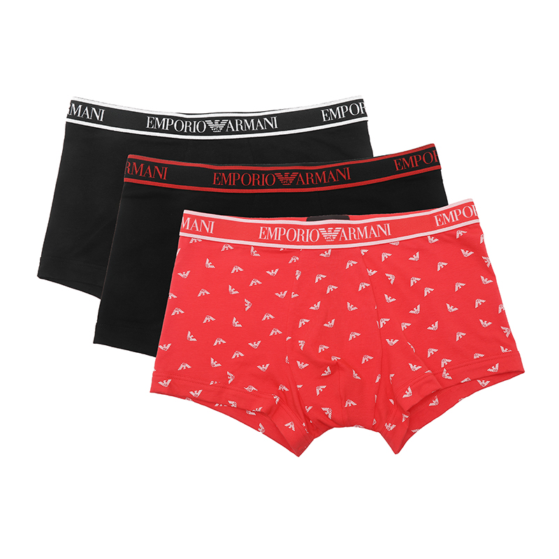 

Боксеры с логотипом на поясе, упаковка из трех шт EMPORIO ARMANI, 3 Pack (Black+Black+Red)