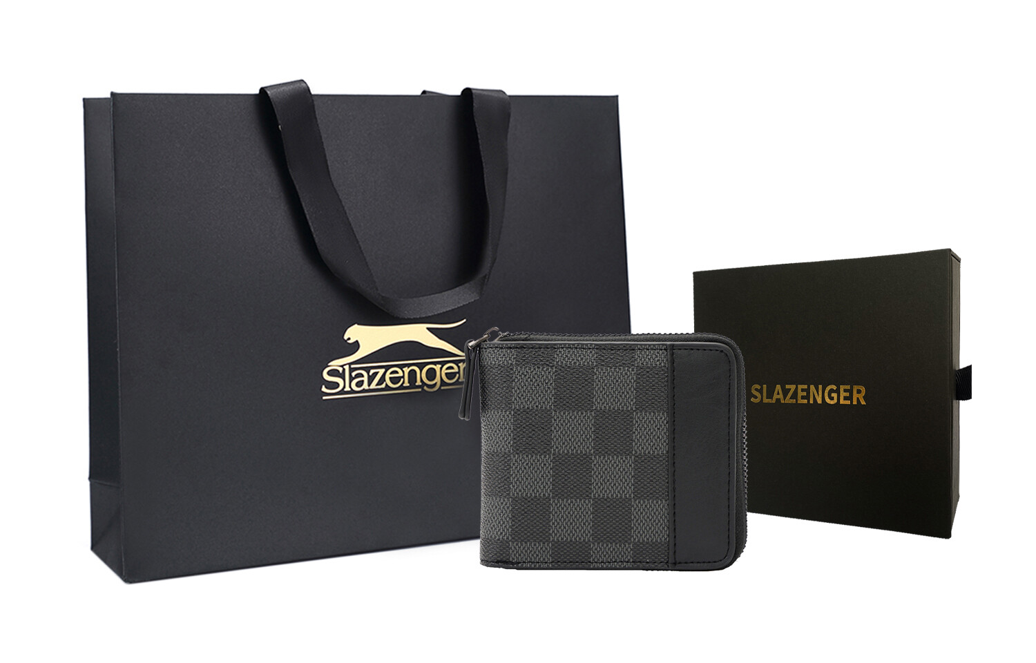 

Мужской кошелек Slazenger, Подарочная коробка бренда цвета хаки + подарочный пакет