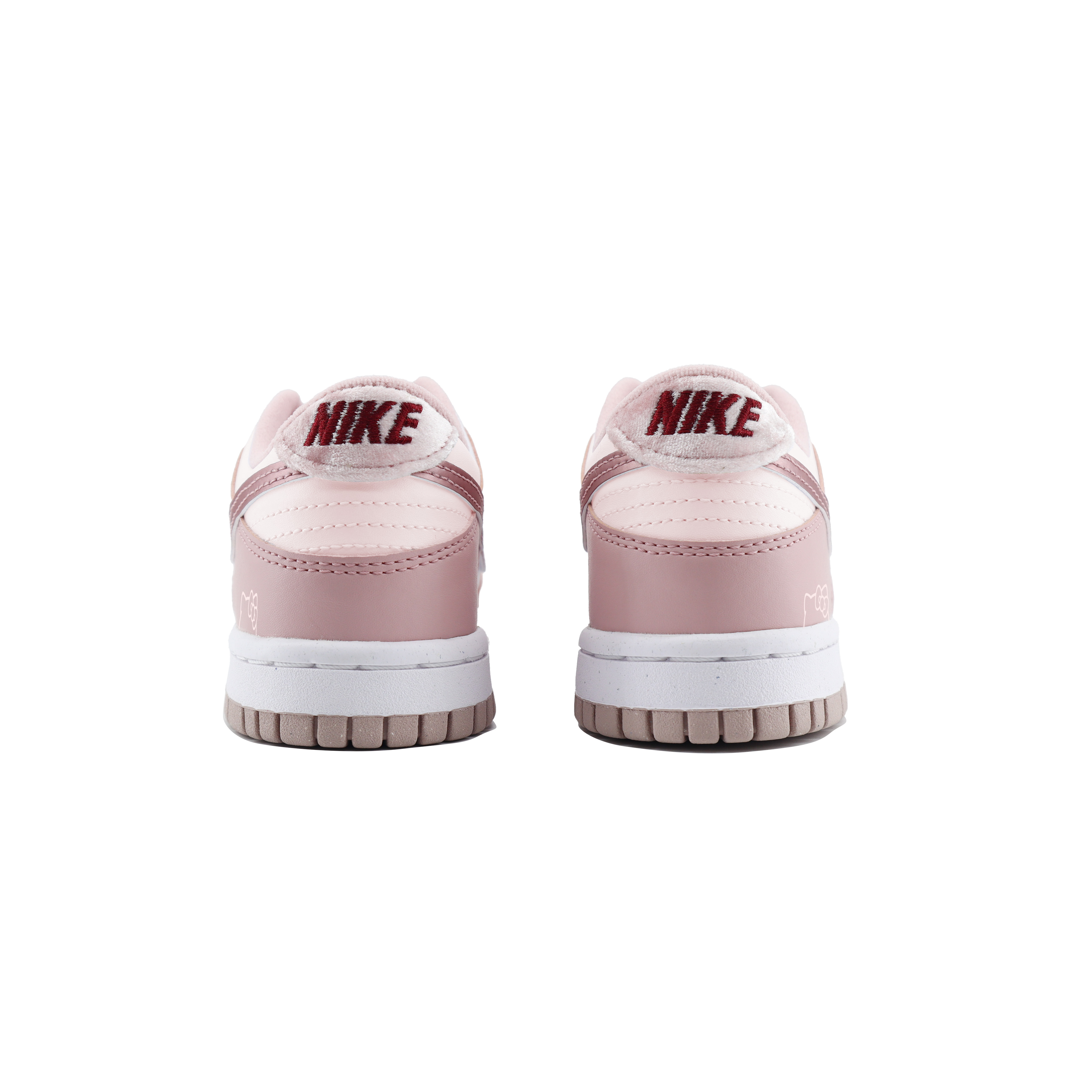 Nike Детские кроссовки для скейтбординга Dunk Pink Velvet с нескользящей подошвой, износостойкие, вишнево-розовые, для подростков — фото 4