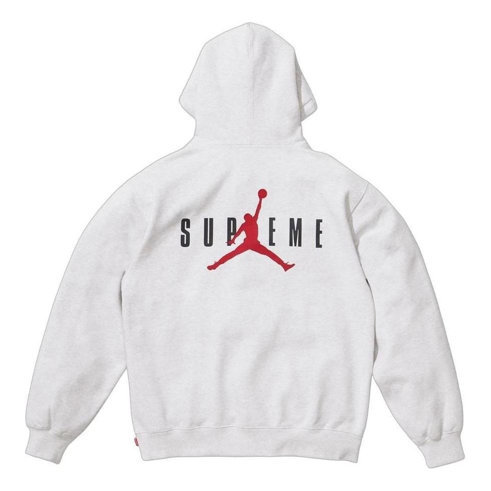 Толстовка Supreme x Air Jordan с капюшоном, цвет «Пепельно-серый» — фото 2