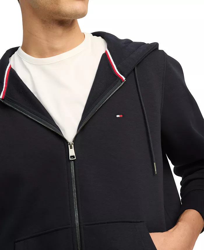 Мужская худи с длинным рукавом на молнии и логотипом-флагом Tommy Hilfiger, синий — фото 3