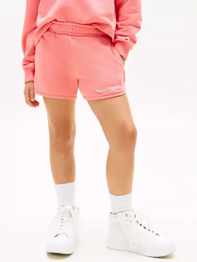 Детские махровые спортивные шорты из смесовой хлопковой ткани, розовые Tommy Hilfiger