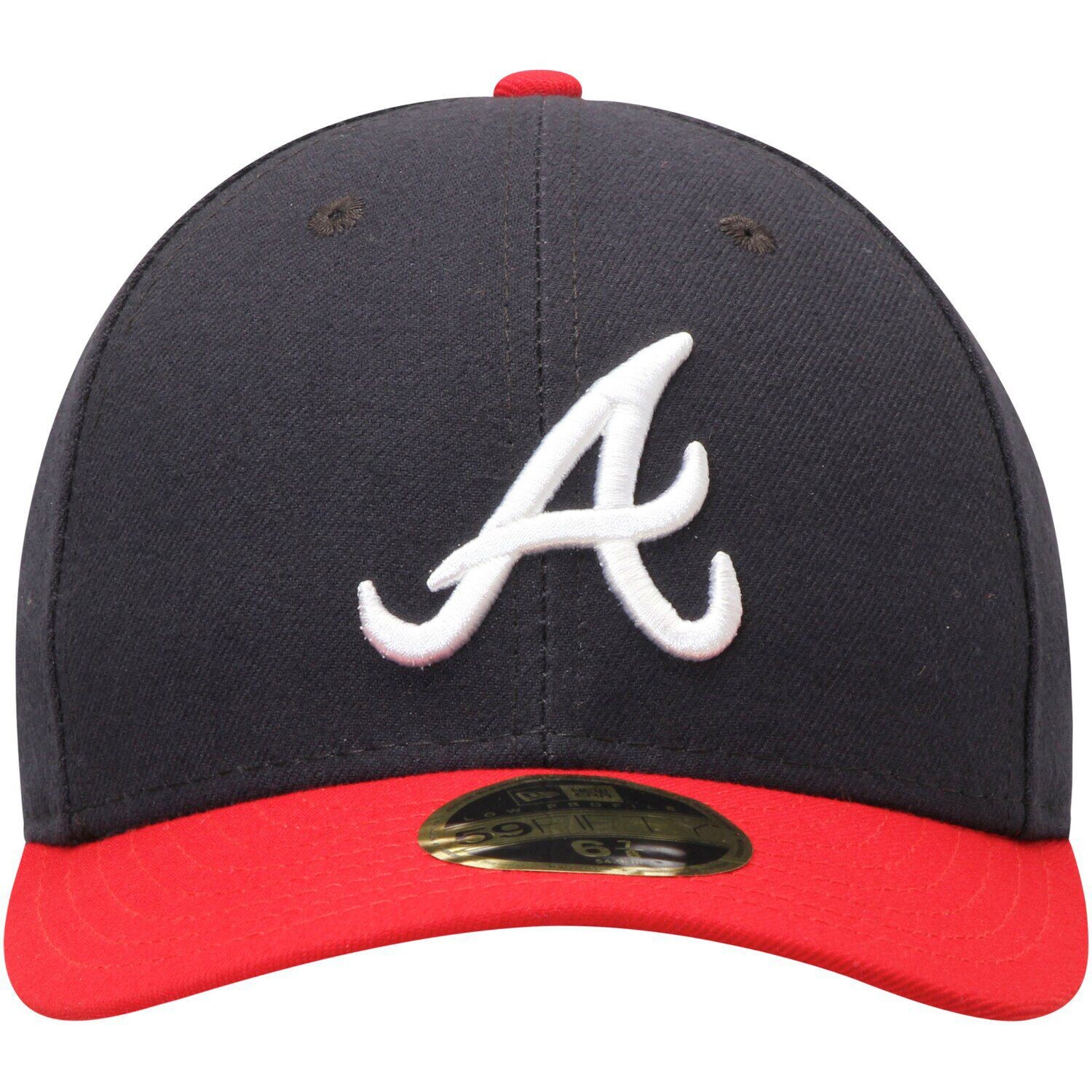 Мужская бейсболка New Era темно-синего/красного цвета Atlanta Braves Home Authentic Collection On-Field Low Profile 59FIFTY Облегающая шляпа — фото 2