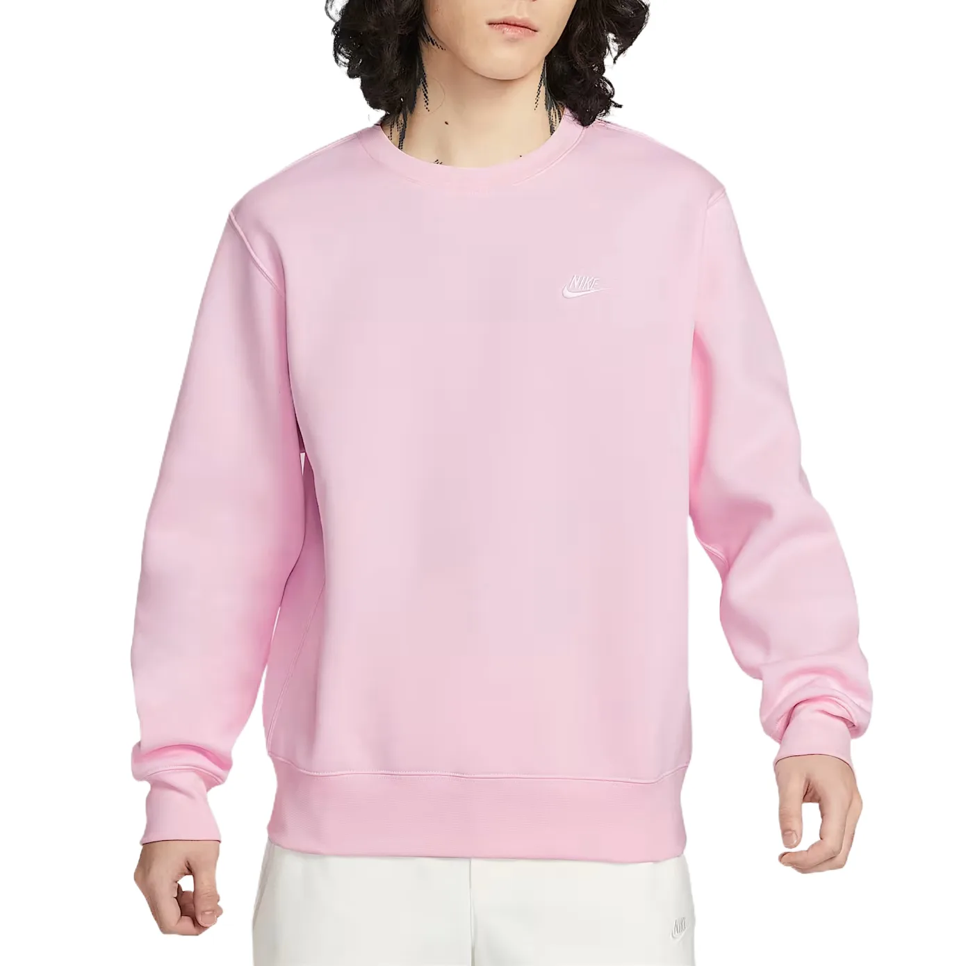 Nike Толстовка Club Sweatshirts мужская Foam Powder/white с круглым вырезом