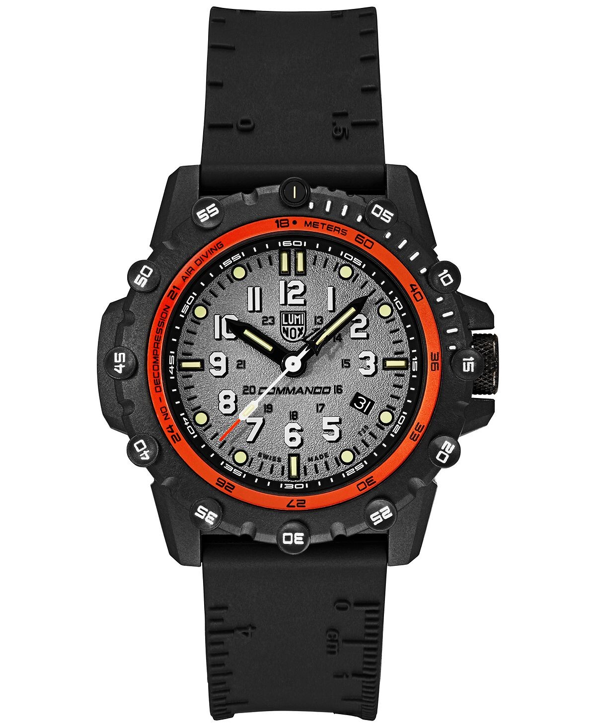 

Мужские часы Swiss Commando Frogman с тактическим черным каучуковым ремешком, 46 мм Luminox