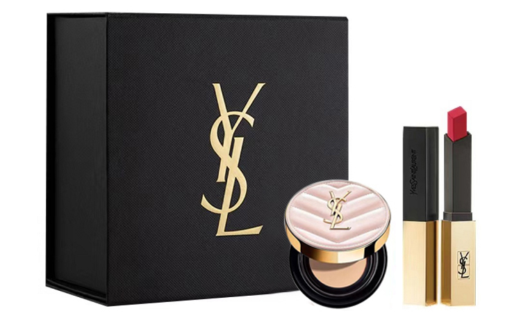 Подарочный набор Yves Saint Laurent: губная помада Rouge Pur Couture The Slim 1966, 2,2 г + кушон Touche Eclat Glow Pact B10, 5 г — фото 3