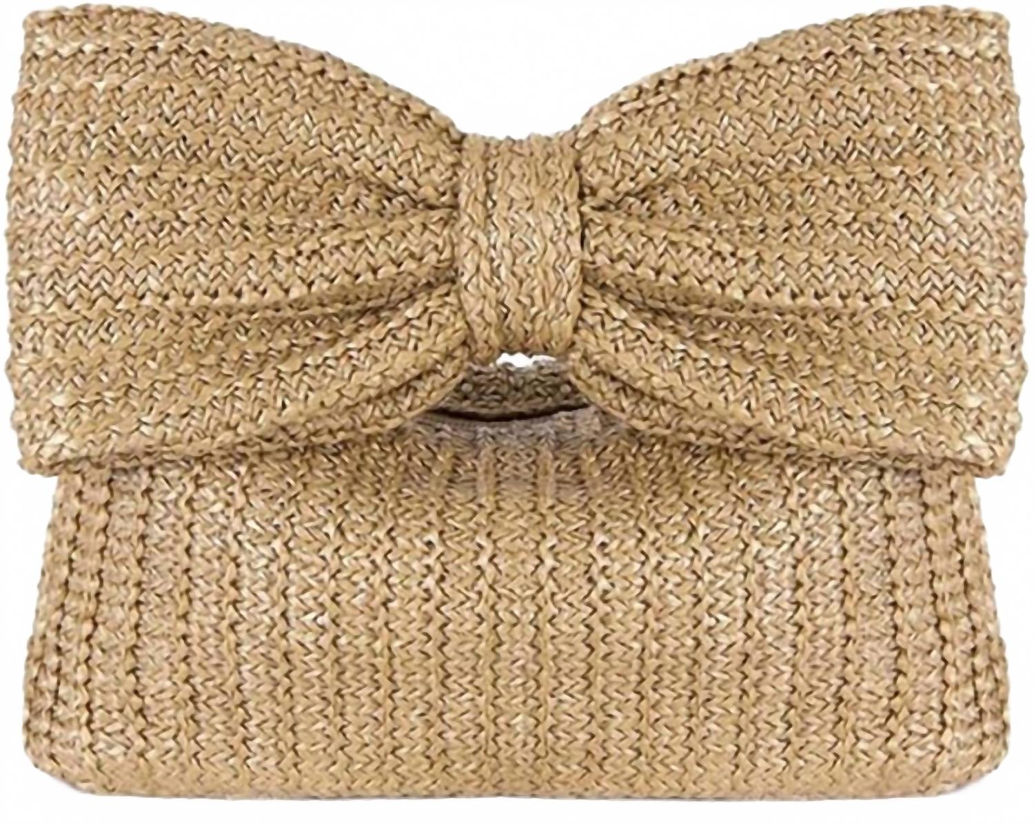 

Женская соломенная сумка с бантом в бежевом цвете Little Trendy