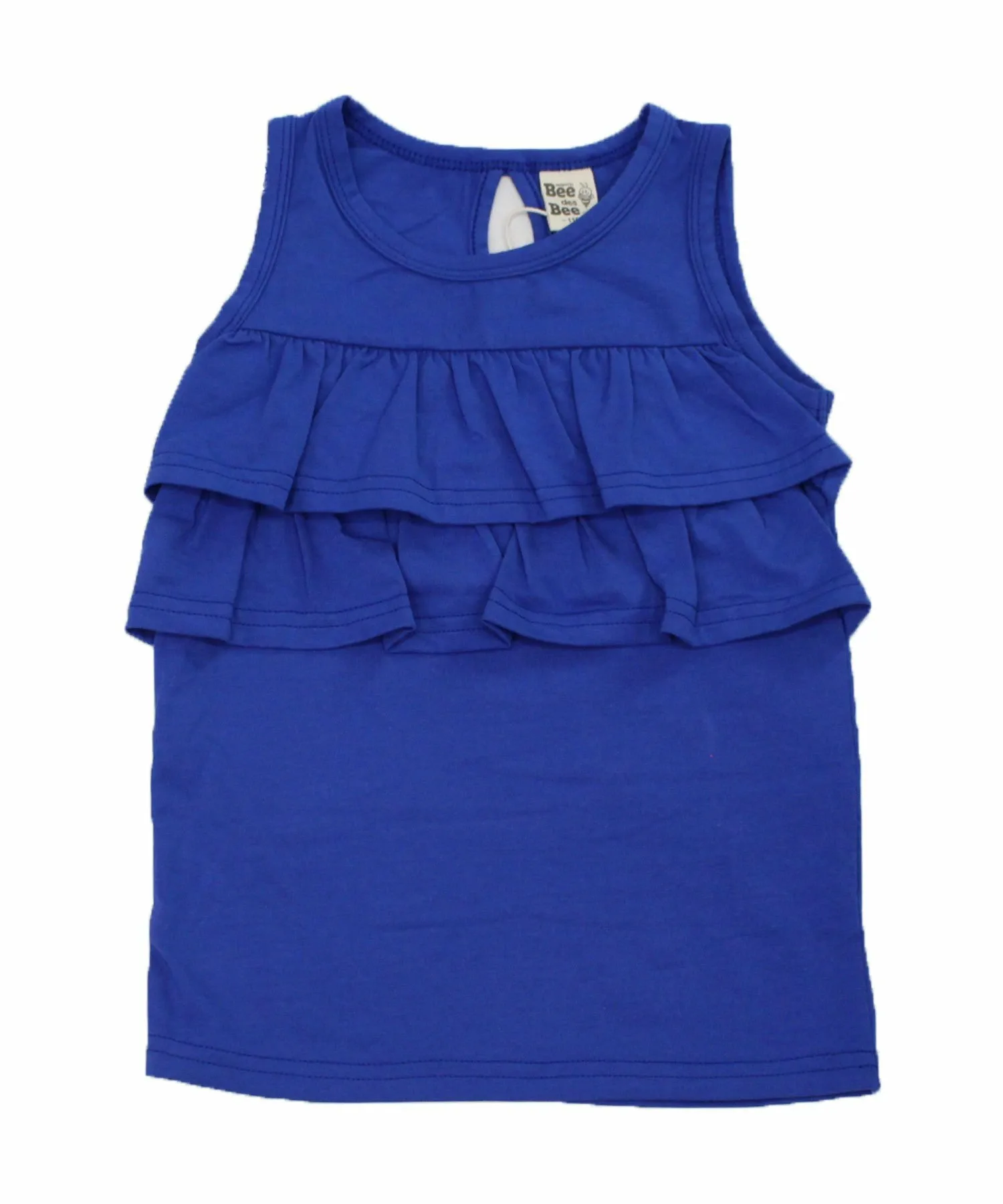 Топ в морском стиле с лентами и оборками, для девочек, Bee Bee, Sleeveless blue with two-tiered ruffles