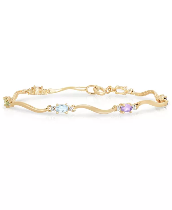 

Браслет из стерлингового серебра с позолотой и разноцветными кубическими цирконами Genevive, multi-color