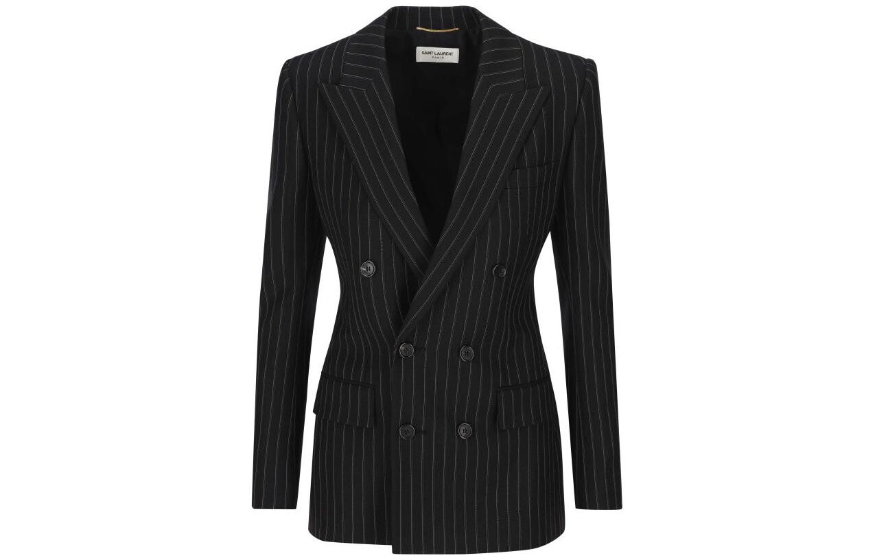 Пиджак женский Saint Laurent в полоску, черный