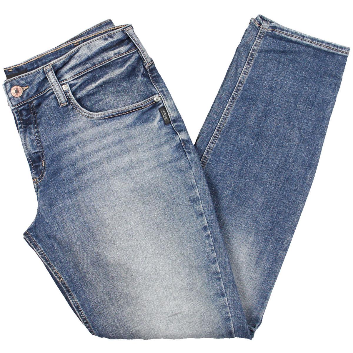 

Женские узкие джинсы бойфренды со средней посадкой Silver Jeans Co., индиго