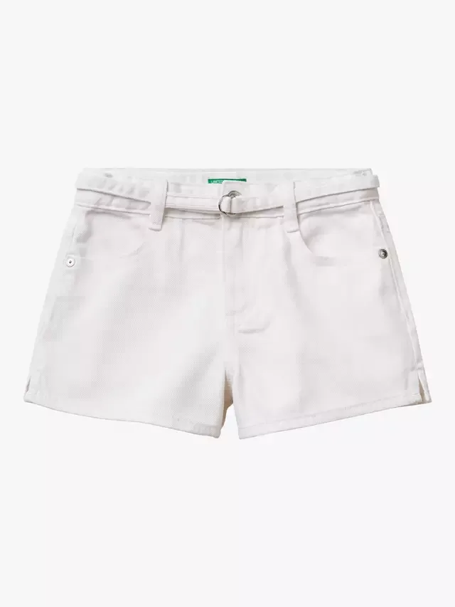 Детские узкие шорты с поясом, оптически белый цвет Benetton