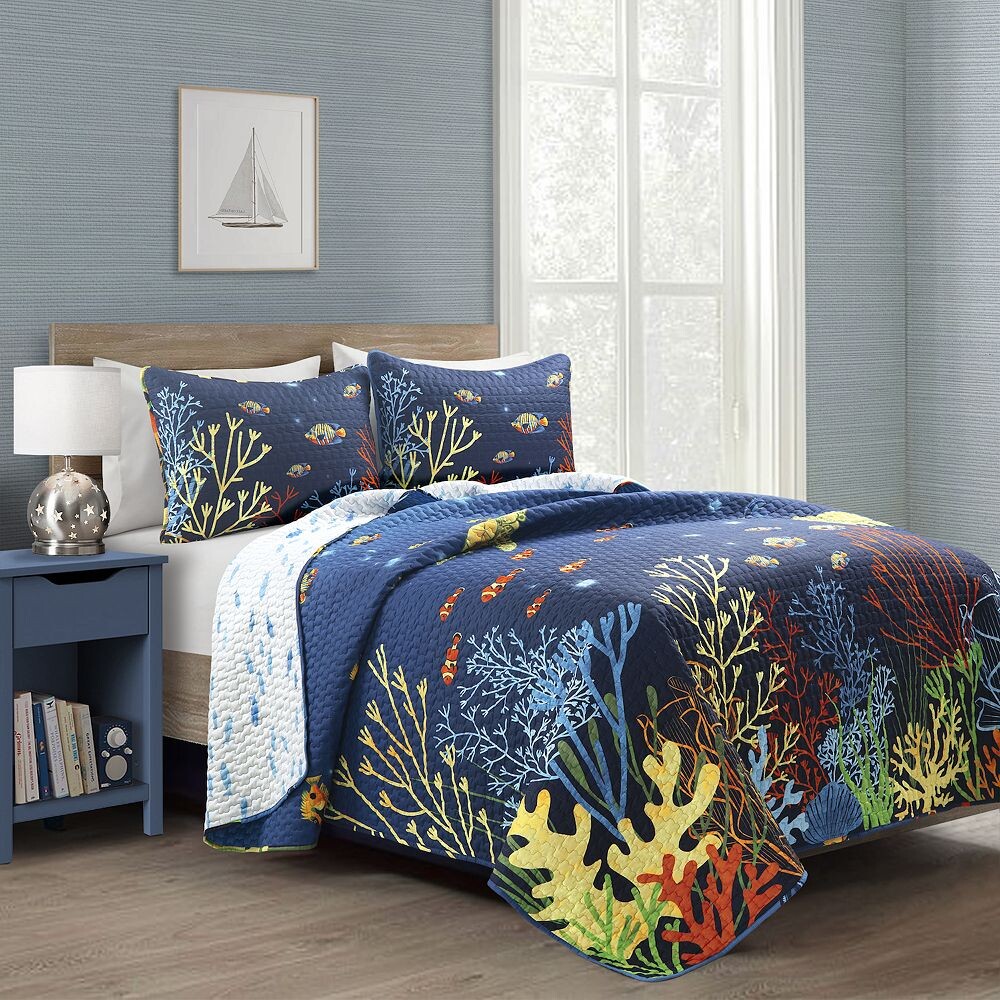 

Двусторонний комплект одеял Lush Decor Under The Sea, синий