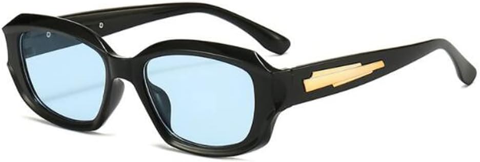 

Прямоугольные синие солнцезащитные очки в стиле «чайный кусочек», футуристические черно-белые солнцезащитные очки для мужчин и женщин, фотосолнцезащитные очки star shop, Black Frame Blue Flakes