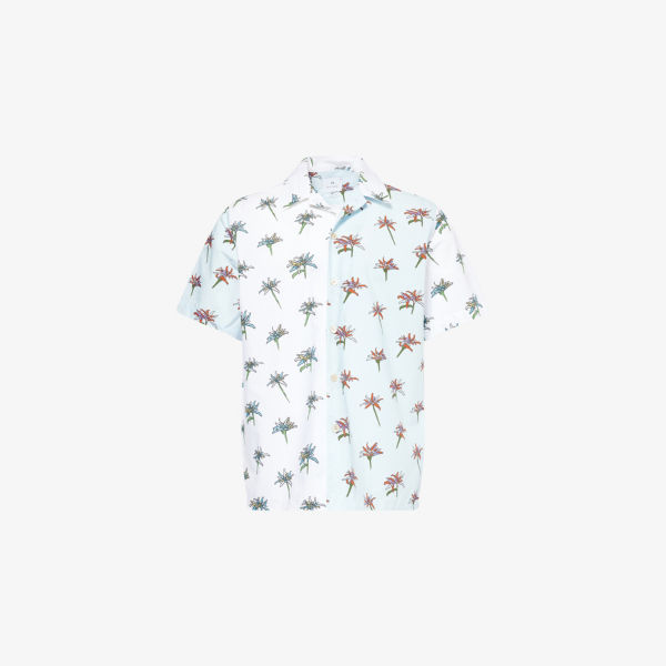 

Повседневная хлопковая рубашка с коротким рукавом Mix up Ps By Paul Smith, голубой
