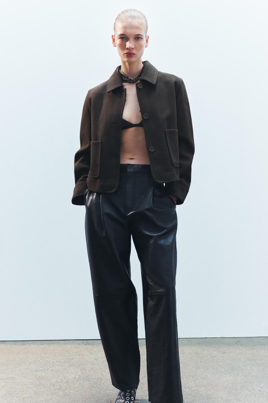 

Мягкая куртка с карманами ZARA, коричневый