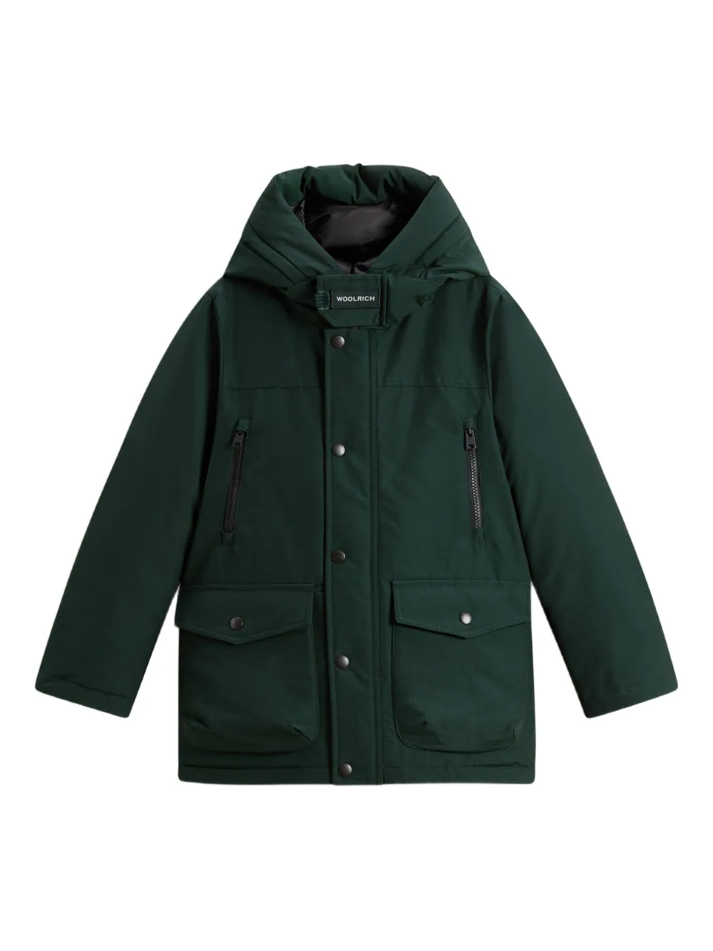 

Парка с капюшоном и карманами Woolrich Kids, зеленый