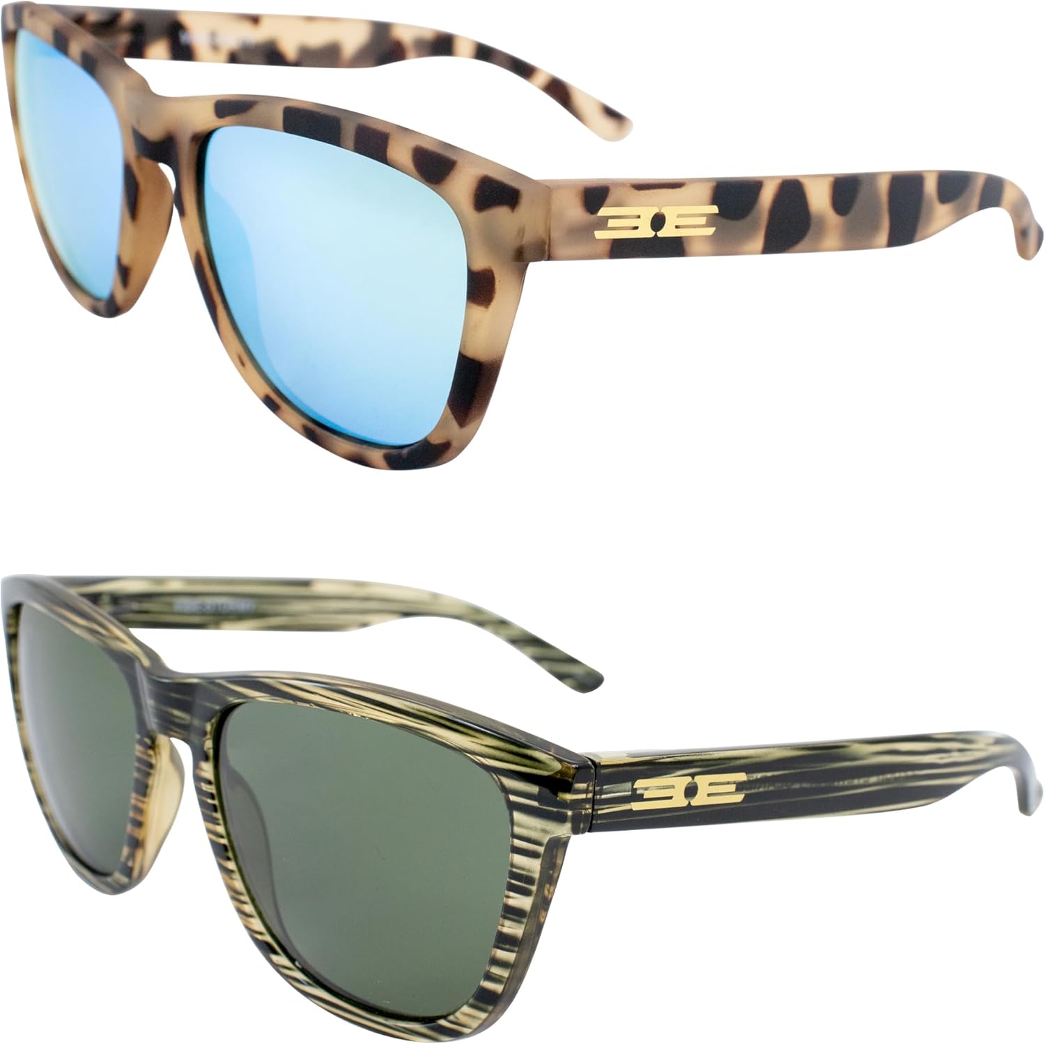 

Солнцезащитные очки Epoch Eyewear Vibe с поляризацией, женские и мужские, 2 пары: кремовые с бирюзовыми зеркальными линзами и зеленые с зелеными зеркальными линзами, Demi-teal/Green-green