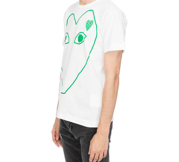 Футболка heart ourlined shape short sleeve tee 'white green' Comme Des Garcons Play, белый — фото 4