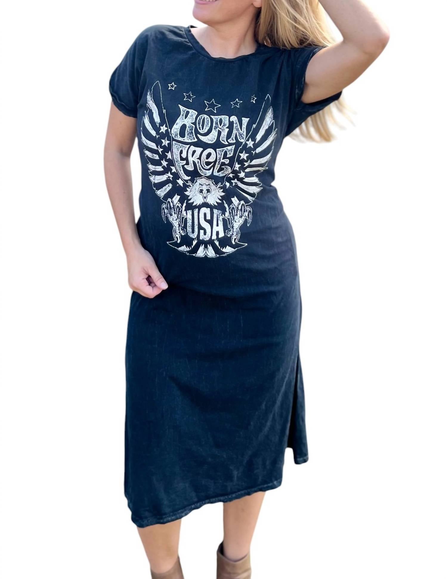 

Графическое платье Born Free Usa в цвете Mineral Black Hrt & Luv