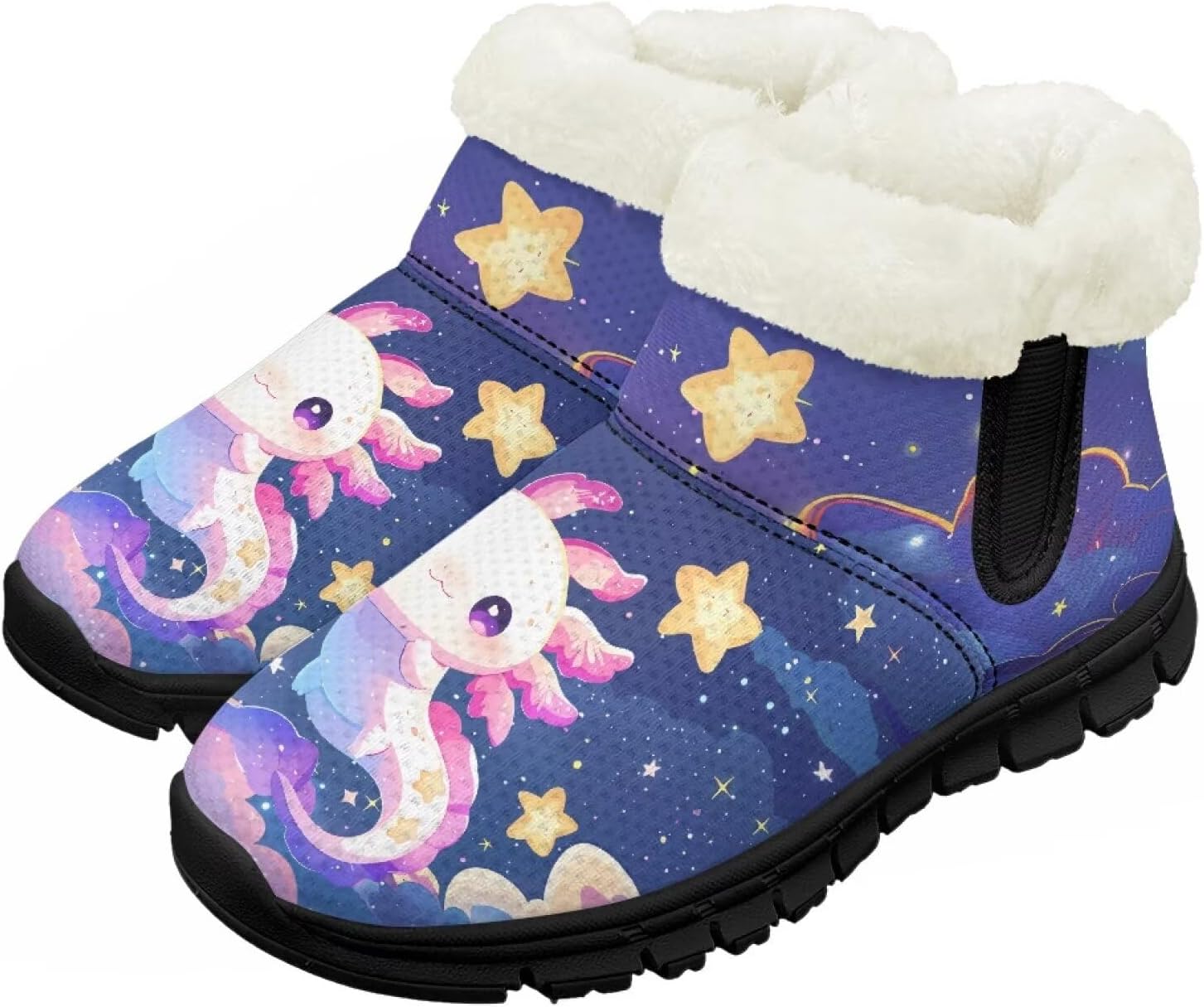 

Pzuqiu Зимние детские ботинки для мальчиков и девочек, теплые походные ботинки с меховой подкладкой для улицы, теплые прогулочные ботинки, черная подошва