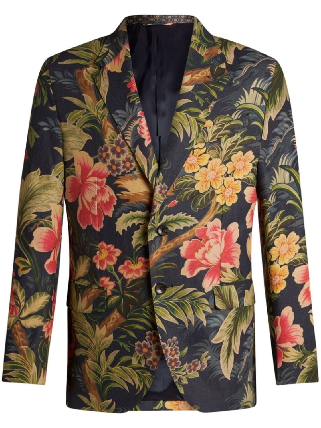 

ETRO однобортный пиджак с цветочным принтом, синий