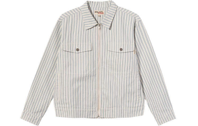 

Джинсовая куртка на молнии с полосатым принтом Stüssy Stussy, кремовый